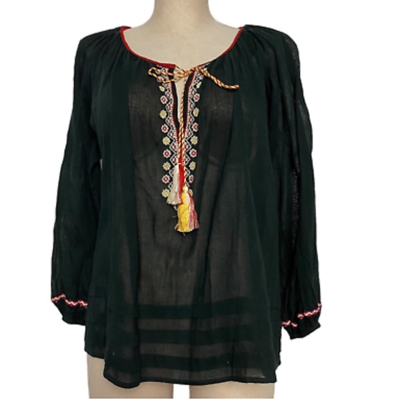 Ralph Lauren Denim Supply Co - Boho Gauze Embroidered black Top - Picture 1 of 6